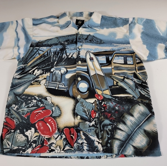 Daniel David Men's Hawaiian shirt WOODY CAR AND SURFBOARD print XXL 2XL - Picture 3 of 7